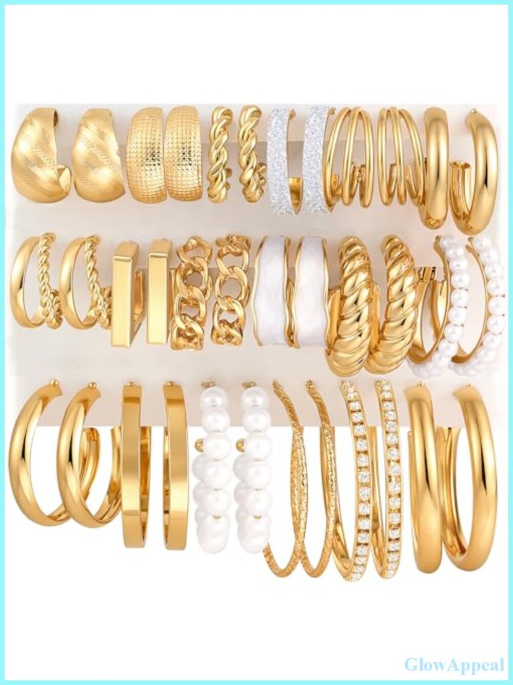 Gold Hoop Earrings Set 18 Pairs Fashion Jewelry for Women